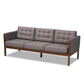 Lenne Mid-Century Modern Grey Fabric Upholstered Walnut Finished Sofa FredCo