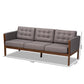 Lenne Mid-Century Modern Grey Fabric Upholstered Walnut Finished Sofa FredCo