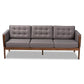 Lenne Mid-Century Modern Grey Fabric Upholstered Walnut Finished Sofa FredCo