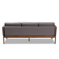 Lenne Mid-Century Modern Grey Fabric Upholstered Walnut Finished Sofa FredCo