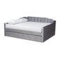 Lennon Modern and Contemporary Grey Velvet Fabric Upholstered Full Size Daybed with Trundle FredCo
