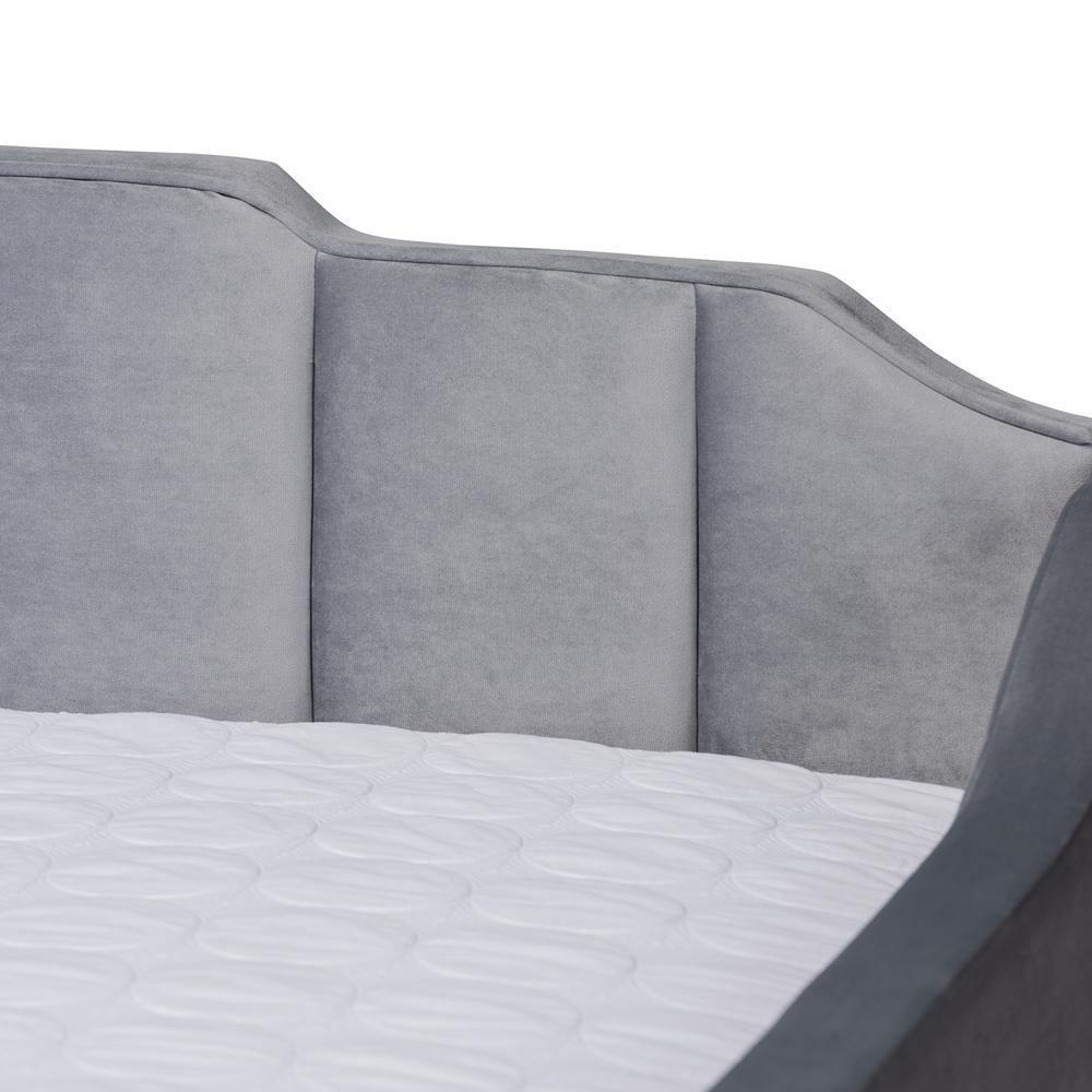 Lennon Modern and Contemporary Grey Velvet Fabric Upholstered Full Size Daybed with Trundle FredCo
