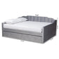 Lennon Modern and Contemporary Grey Velvet Fabric Upholstered Full Size Daybed with Trundle FredCo