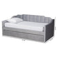 Lennon Modern and Contemporary Grey Velvet Fabric Upholstered Twin Size Daybed with Trundle FredCo