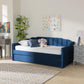 Lennon Modern and Contemporary Navy Blue Velvet Fabric Upholstered Twin Size Daybed with Trundle FredCo