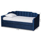 Lennon Modern and Contemporary Navy Blue Velvet Fabric Upholstered Twin Size Daybed with Trundle FredCo