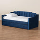 Lennon Modern and Contemporary Navy Blue Velvet Fabric Upholstered Twin Size Daybed with Trundle FredCo