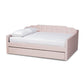 Lennon Modern and Contemporary Pink Velvet Fabric Upholstered Full Size Daybed with Trundle FredCo