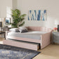 Lennon Modern and Contemporary Pink Velvet Fabric Upholstered Full Size Daybed with Trundle FredCo