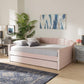 Lennon Modern and Contemporary Pink Velvet Fabric Upholstered Full Size Daybed with Trundle FredCo