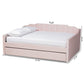 Lennon Modern and Contemporary Pink Velvet Fabric Upholstered Full Size Daybed with Trundle FredCo