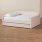 Lennon Modern and Contemporary Pink Velvet Fabric Upholstered Full Size Daybed with Trundle FredCo