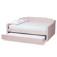 Lennon Modern and Contemporary Pink Velvet Fabric Upholstered Full Size Daybed with Trundle FredCo