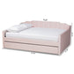 Lennon Modern and Contemporary Pink Velvet Fabric Upholstered Queen Size Daybed with Trundle FredCo
