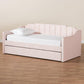 Lennon Modern and Contemporary Pink Velvet Fabric Upholstered Twin Size Daybed with Trundle FredCo