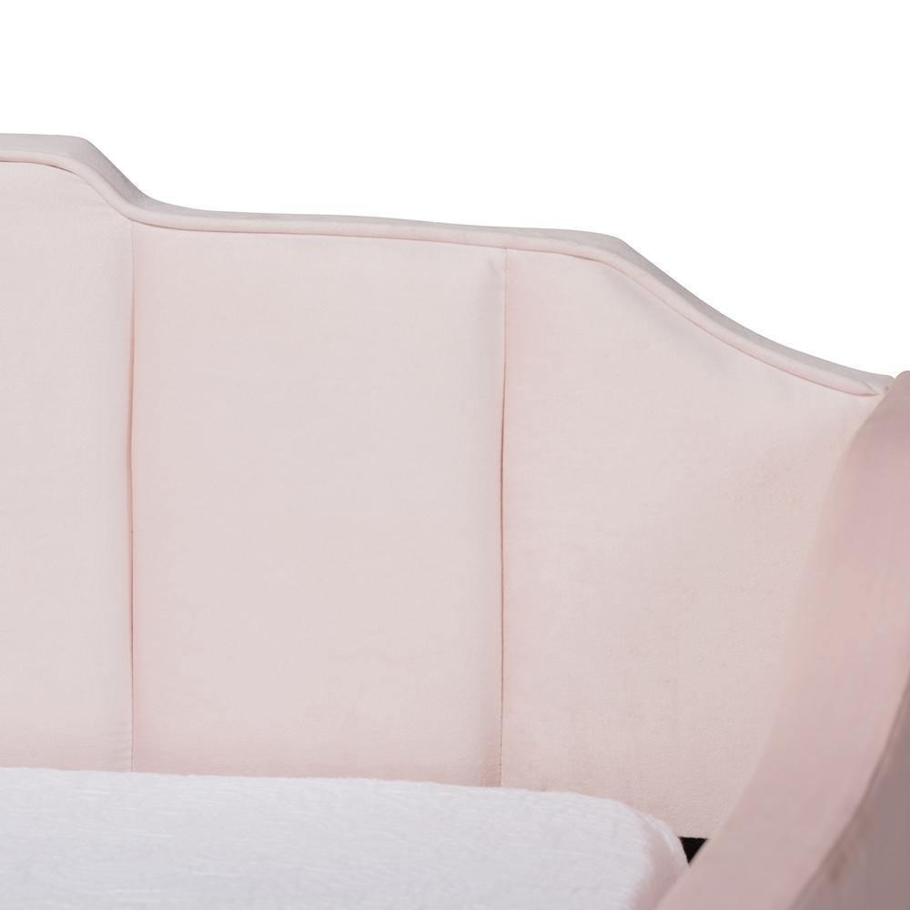 Lennon Modern and Contemporary Pink Velvet Fabric Upholstered Twin Size Daybed with Trundle FredCo