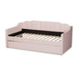 Lennon Modern and Contemporary Pink Velvet Fabric Upholstered Twin Size Daybed with Trundle FredCo