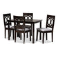 Lenoir Modern and Contemporary Gray Fabric Upholstered Espresso Brown Finished Wood 5-Piece Dining Set FredCo