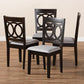 Lenoir Modern and Contemporary Gray Fabric Upholstered Espresso Brown Finished Wood Dining Chair Set of 4 FredCo