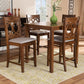 Lenoir Modern and Contemporary Grey Fabric Upholstered Walnut Brown Finished 5-Piece Wood Pub Set FredCo