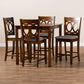 Lenoir Modern and Contemporary Grey Fabric Upholstered Walnut Brown Finished 5-Piece Wood Pub Set FredCo
