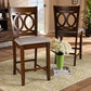 Lenoir Modern and Contemporary Grey Fabric Upholstered Walnut Brown Finished Wood 2-Piece Counter Height Pub Chair Set FredCo
