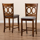 Lenoir Modern and Contemporary Grey Fabric Upholstered Walnut Brown Finished Wood 2-Piece Counter Height Pub Chair Set FredCo