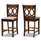Lenoir Modern and Contemporary Grey Fabric Upholstered Walnut Brown Finished Wood 2-Piece Counter Height Pub Chair Set FredCo