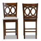 Lenoir Modern and Contemporary Grey Fabric Upholstered Walnut Brown Finished Wood 2-Piece Counter Height Pub Chair Set FredCo