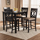 Lenoir Modern and Contemporary Sand Fabric Upholstered Espresso Brown Finished 5-Piece Wood Pub Set FredCo