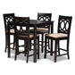 Lenoir Modern and Contemporary Sand Fabric Upholstered Espresso Brown Finished 5-Piece Wood Pub Set FredCo