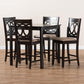 Lenoir Modern and Contemporary Sand Fabric Upholstered Espresso Brown Finished 5-Piece Wood Pub Set FredCo