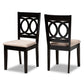 Lenoir Modern and Contemporary Sand Fabric Upholstered Espresso Brown Finished Wood 2-Piece Dining Chair Set FredCo
