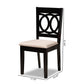 Lenoir Modern and Contemporary Sand Fabric Upholstered Espresso Brown Finished Wood 2-Piece Dining Chair Set FredCo