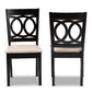 Lenoir Modern and Contemporary Sand Fabric Upholstered Espresso Brown Finished Wood 2-Piece Dining Chair Set FredCo
