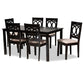 Lenoir Modern and Contemporary Sand Fabric Upholstered Espresso Brown Finished Wood 7-Piece Dining Set FredCo