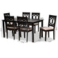 Lenoir Modern and Contemporary Sand Fabric Upholstered Espresso Brown Finished Wood 7-Piece Dining Set FredCo