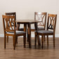 Leon Modern and Contemporary Grey Fabric Upholstered and Walnut Brown Finished Wood 5-Piece Dining Set FredCo