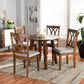 Leon Modern and Contemporary Grey Fabric Upholstered and Walnut Brown Finished Wood 5-Piece Dining Set FredCo