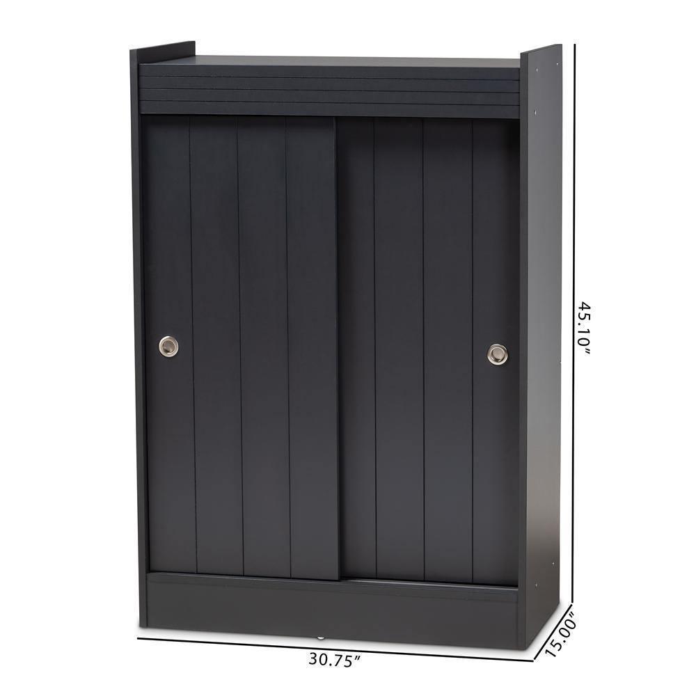 Leone Modern and Contemporary Charcoal Finished 2-Door Wood Entryway Shoe Storage Cabinet FredCo