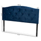 Leone Modern and Contemporary Navy Blue Velvet Fabric Upholstered Queen Size Headboard FredCo
