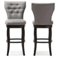 Leonice Modern and Contemporary Grey Fabric Upholstered Button-tufted 29-Inch Swivel Bar Stool FredCo
