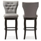 Leonice Modern and Contemporary Grey Fabric Upholstered Button-tufted 29-Inch Swivel Bar Stool FredCo