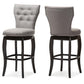 Leonice Modern and Contemporary Grey Fabric Upholstered Button-tufted 29-Inch Swivel Bar Stool FredCo