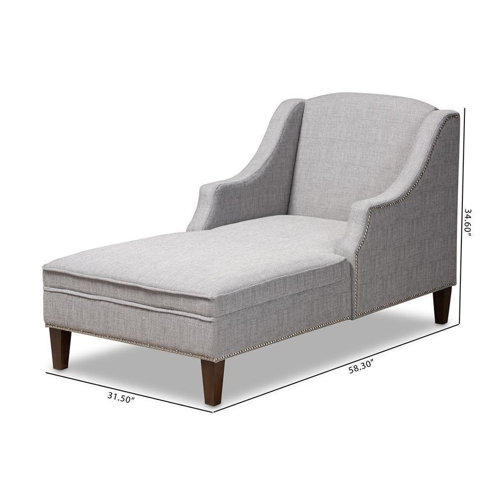 Leonie Modern and Contemporary Grey Fabric Upholstered Wenge Brown Finished Chaise Lounge FredCo
