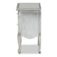Leonie Modern Transitional French Brushed Silver Finished Wood and Mirrored Glass 2-Drawer Nightstand FredCo