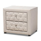 Lepine Modern and Contemporary Light Beige Fabric Upholstered 2-Drawer Wood Nightstand FredCo