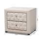 Lepine Modern and Contemporary Light Beige Fabric Upholstered 2-Drawer Wood Nightstand FredCo