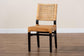 Lesia Modern Bohemian Natural Brown Rattan and Espresso Brown Mahogany Wood Dining Chair FredCo
