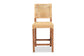 Lesia Modern Bohemian Natural Brown Rattan and Walnut Brown Finished Wood Counter Stool FredCo